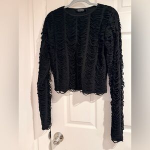 Disturbia Black Ruched Long Sleeve Top